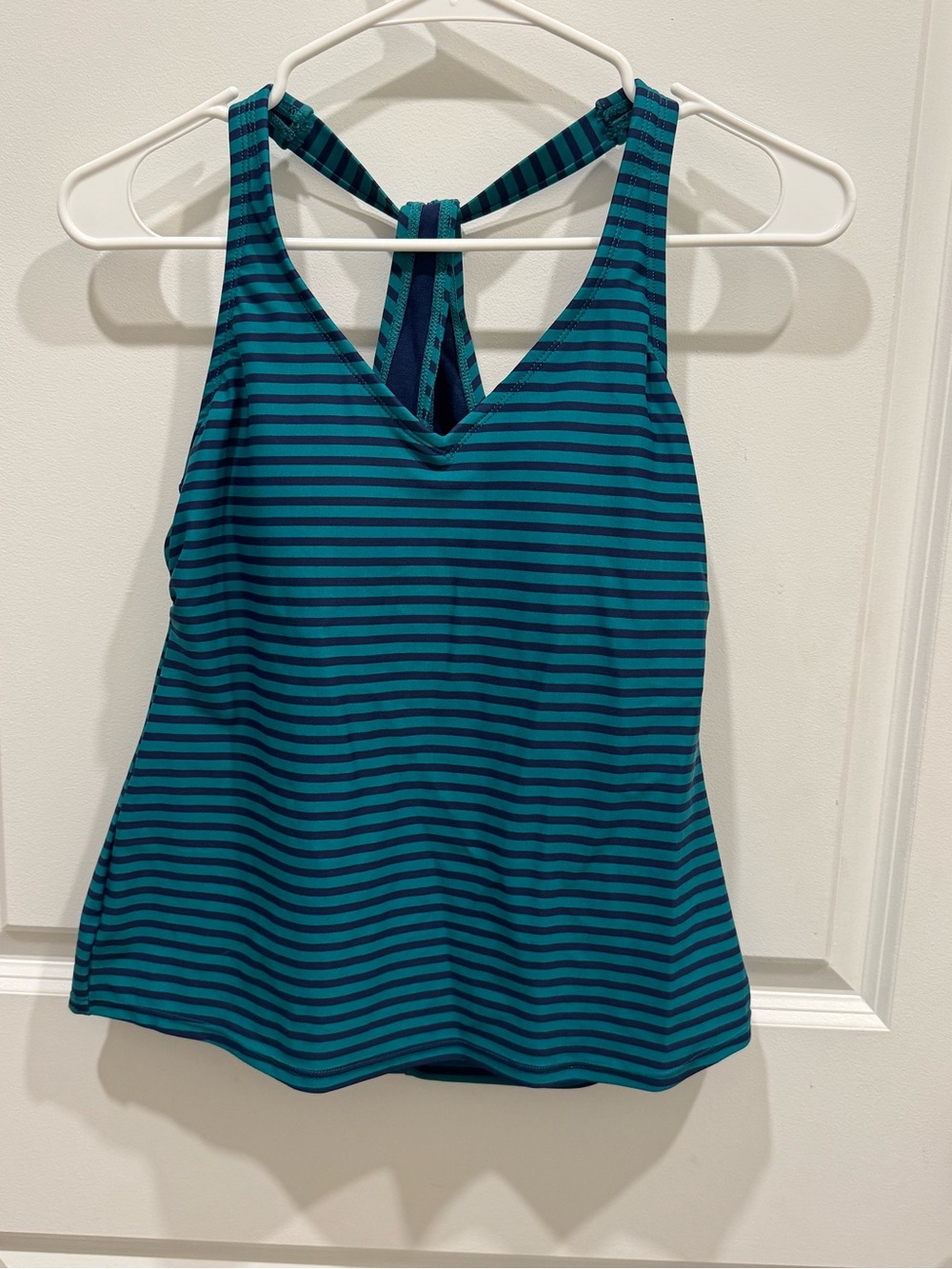 Xersion Teal & Navy Striped Swim Tank